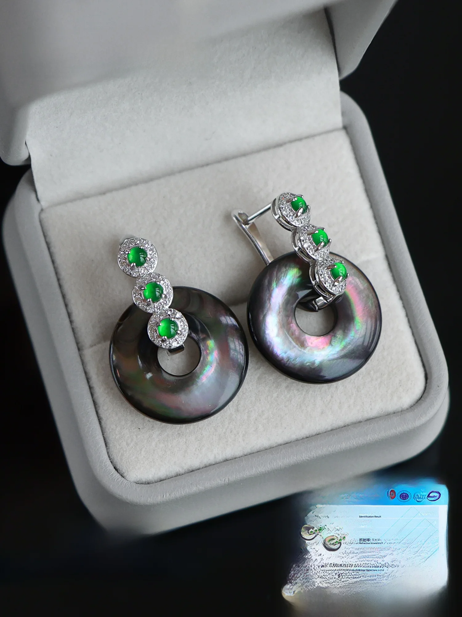 Пряжка из натурального нефрита стерлинговое серебро S925 темно-морские черные