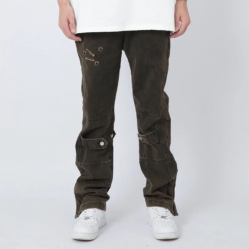 Four Seasons Men's Jeans Straight Fit Men's and Women's Hip Hop Y2k Pants Streetwear High Quality Workwear Jeans Ins Hot Sale