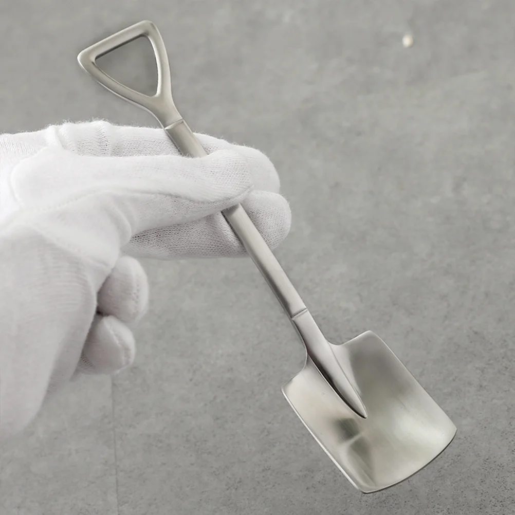 

2PCS Shape Spoon Dessert Spoons Small Potted Flower Pot Spoon Sugar Spoon For Home ( Silver )