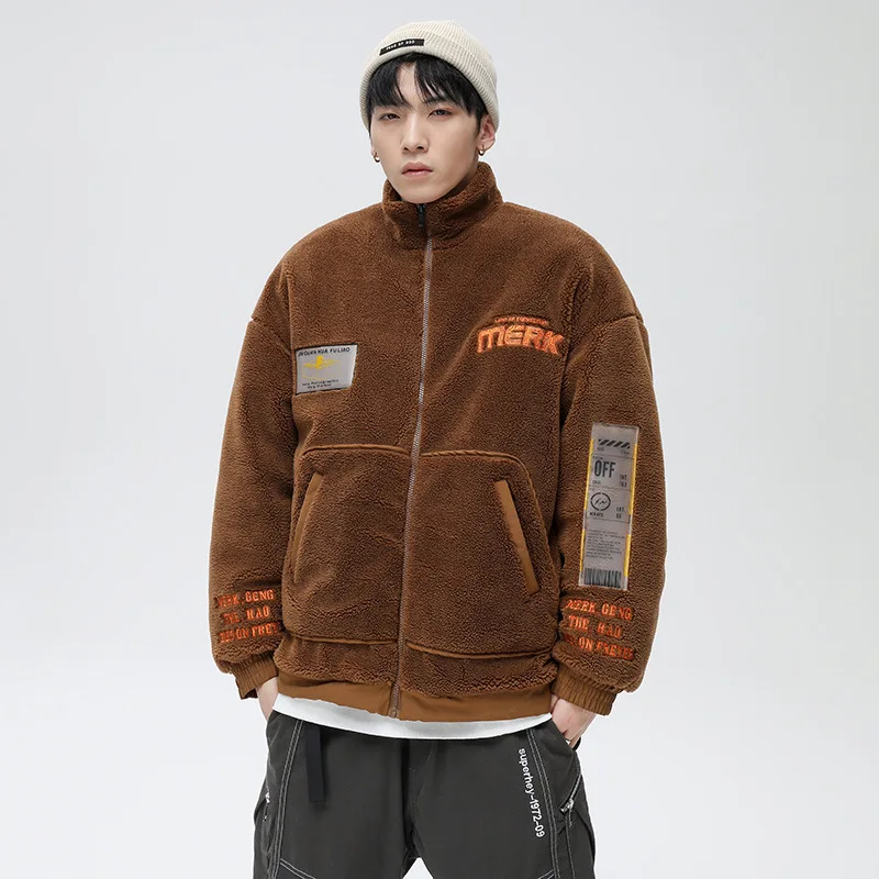 Men's Fashion Imitation Lamb Velvet Jacket Men's Autumn and Winter Fashion Brand Men's Thick Coat Japanese Winter Jacket Men