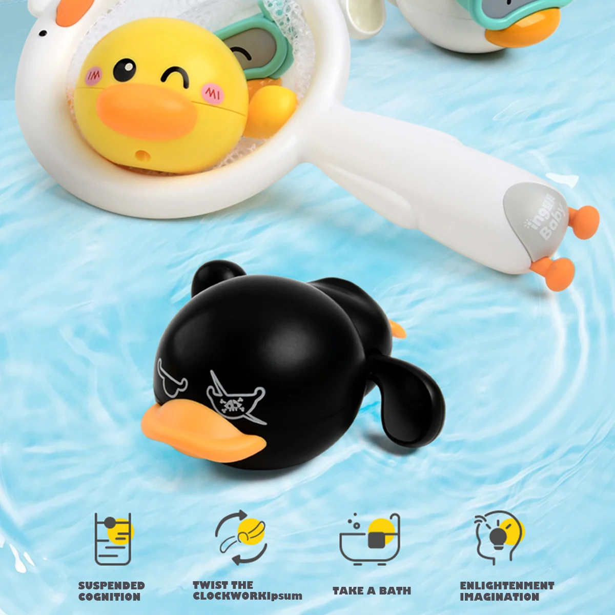 

Baby Bath Toys Ducks Buoyancy Flapping Wings Swimming Pool Bath Toy for Toddlers Hand-eye Coordination Bathtub Toys