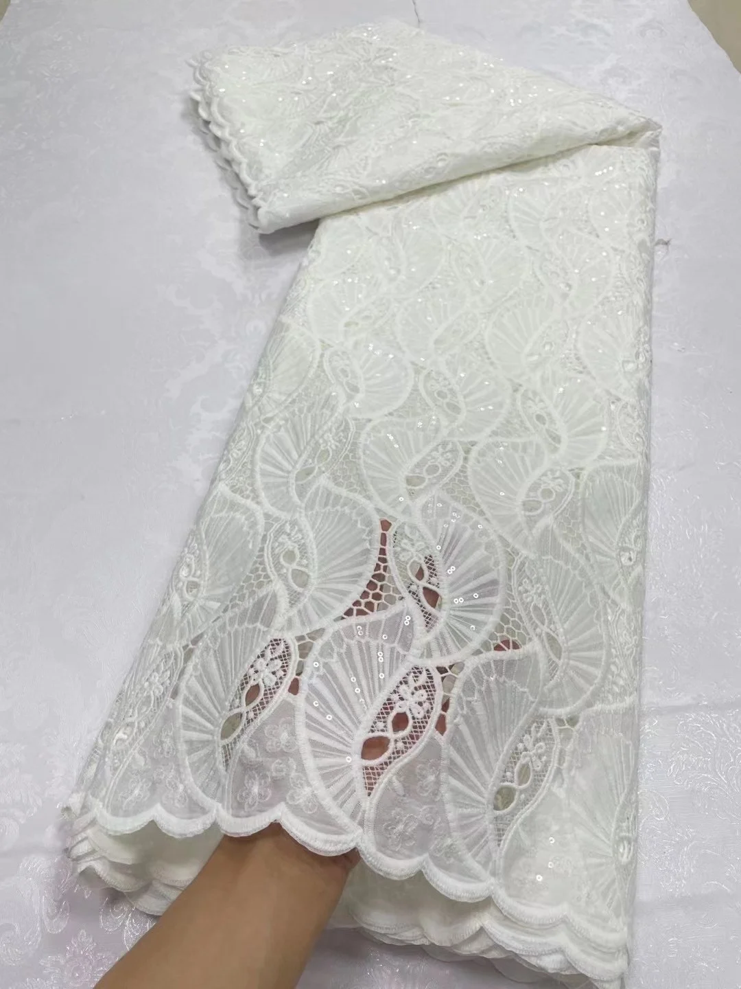 Африканский гипюр Водорастворимая сетчатая кружевная ткань 2024