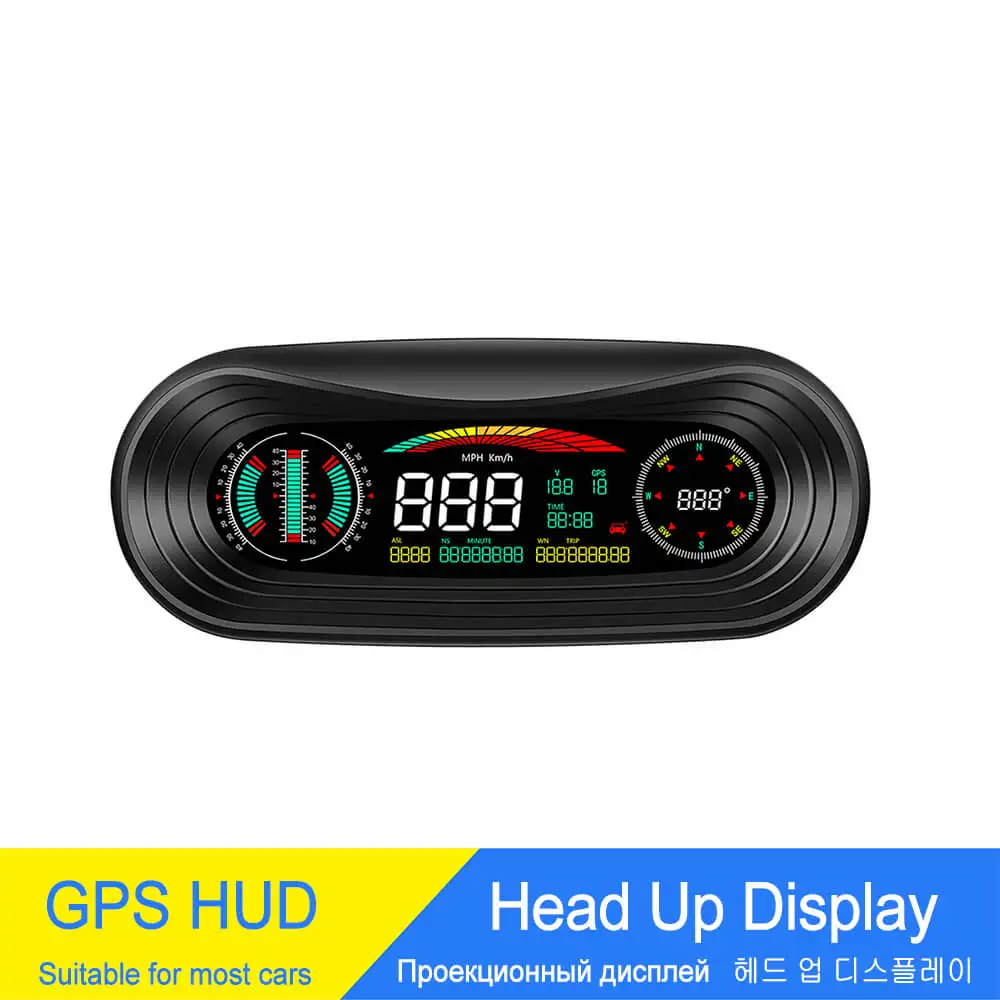 

Auto Head Up Display Car GPS Speedometer Windshield Inclinometer Latitude HUD Display Speed Projector Anti Fatigue Driving Alarm