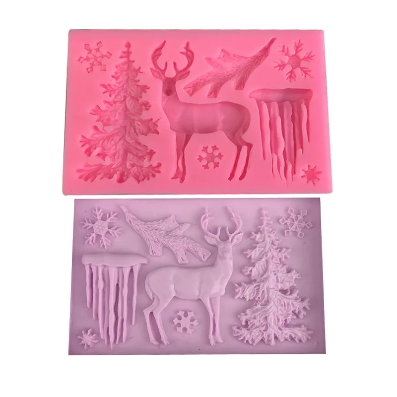 

Christmas tree elk snow icicle liquid silica gel mold Font cake chocolate baking decoration mold