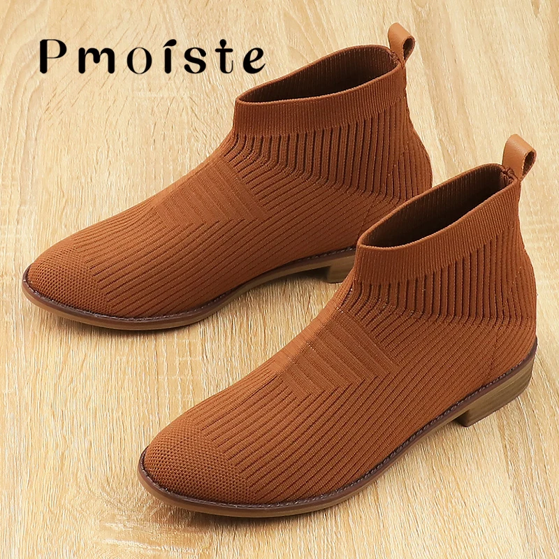 Женские ботинки Сезон осень-зима Обувь без шнуровки с вязаными носками