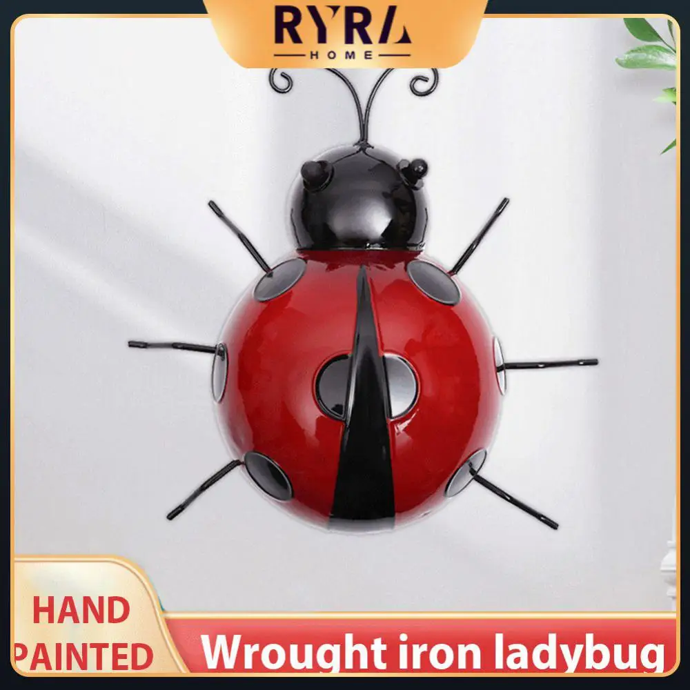 

10/16cm Metal Ladybug Art Ornament Hanging Fence Hanger Ornaments Insect Wall Mounted Ladybird Decor Figurine Wall Decoration