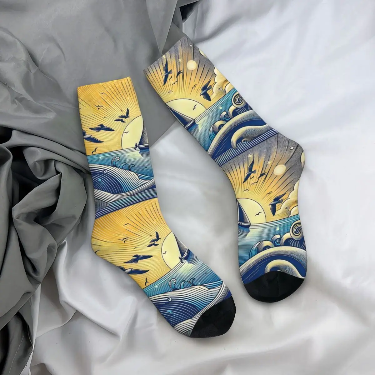 Sea Love And Infinity Sailboa унисекс Зимние носки для бега счастливые уличный стиль