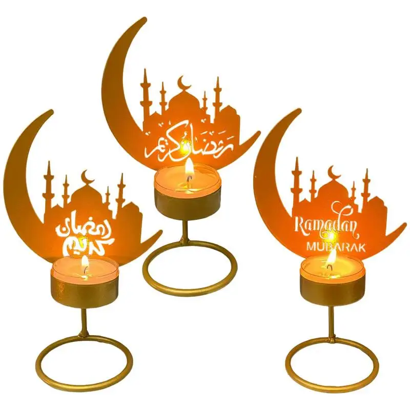 

Eid Candle Holders Eid Party Electroplated Iron Candle Holder Moon Palaces Shape Candlestick Holders for Wedding Dinning Party