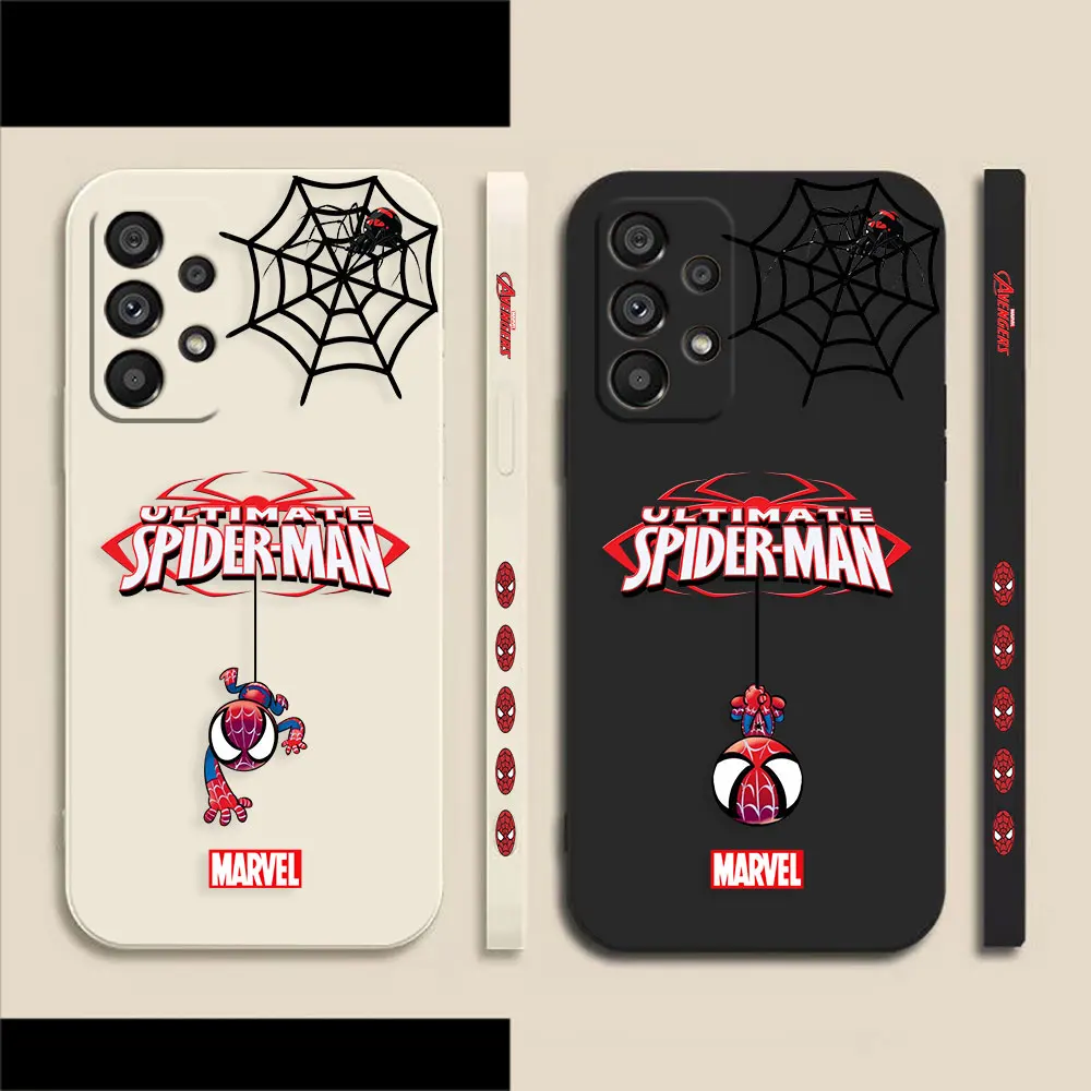 

Marvel Cartoon Spiderman Phone Case For Samsung Galaxy A73 A72 A71 A53 A52 A51 A42 A32 A31 A23 A22 A21S 4G 5G Colour Liquid Case