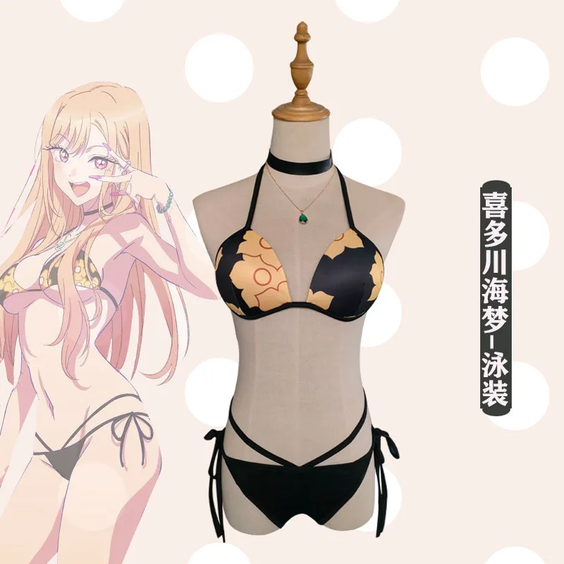

Anime My Dress-Up Darling Kitagawa Marin Cosplay Costume Women Sexy Bikini swimsuit Split Swimwear Party Carnival Outfits