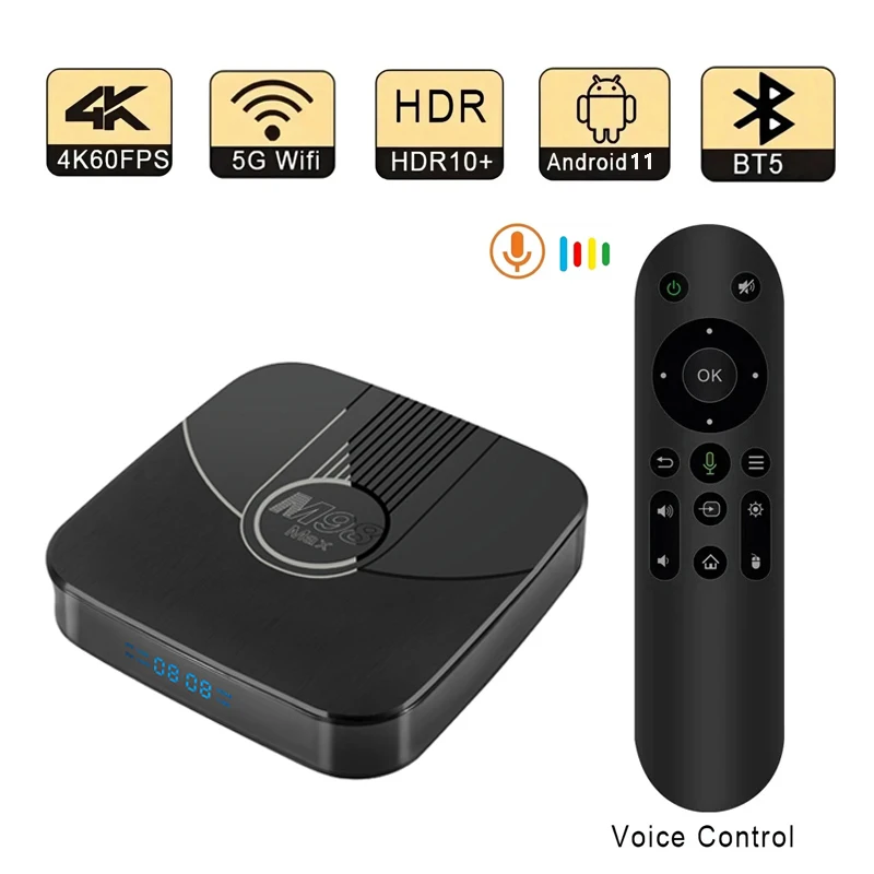 M98 Max Atv Tv-pristrate С Процессором Amlogic S905w2 Android 11 Bt 5 Dual Wi-fi 4g 100 Мбит/с Hd 4k Голосовой Пульт