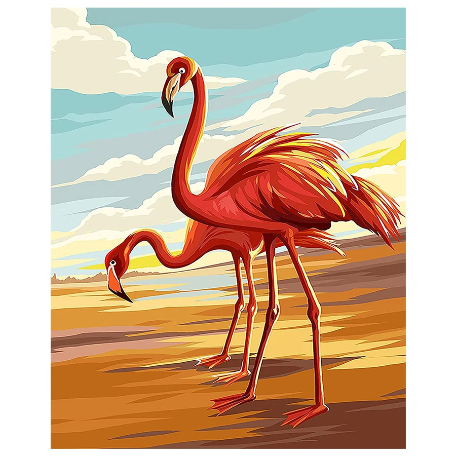 

AMTMBS DIY Painting By Numbers Flamingo Pictures By Numbers Drawing On Canvas HandPainted Wall Art Decor