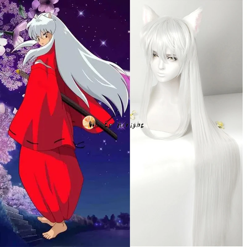 Длинный парик для косплея Inuyasha в черном и белом стиле Sesshoumaru термостойкий волос с