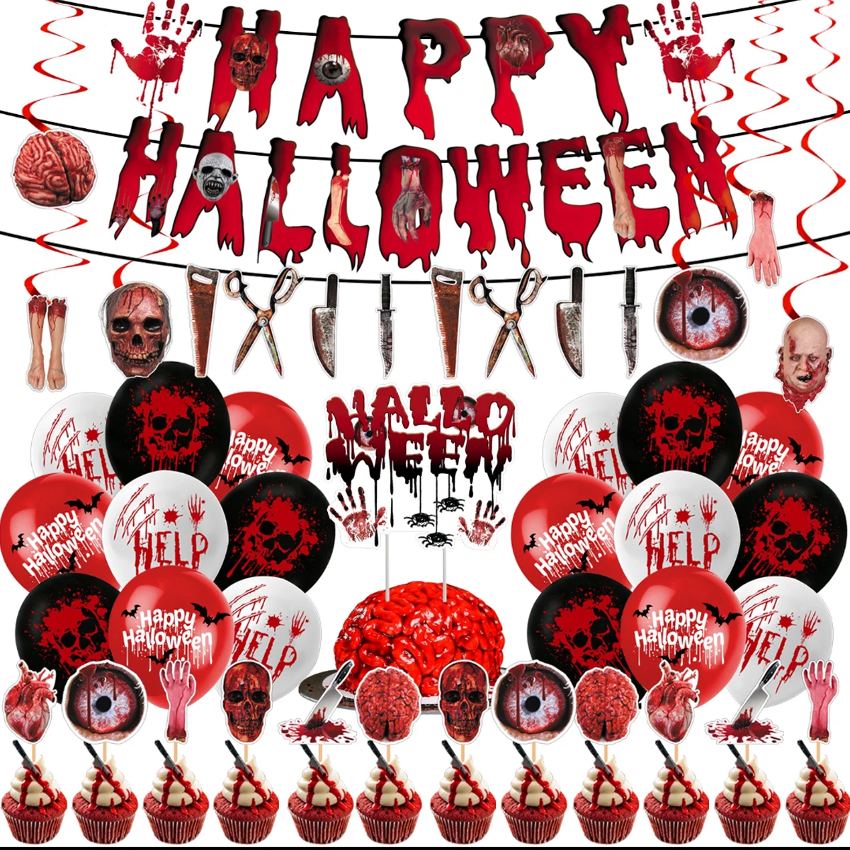 

47 шт., подсветка, гирлянда, искусственный шар, набор для букета, украшение для вечевечерние НКИ на Хэллоуин, многоразовый латексный шар