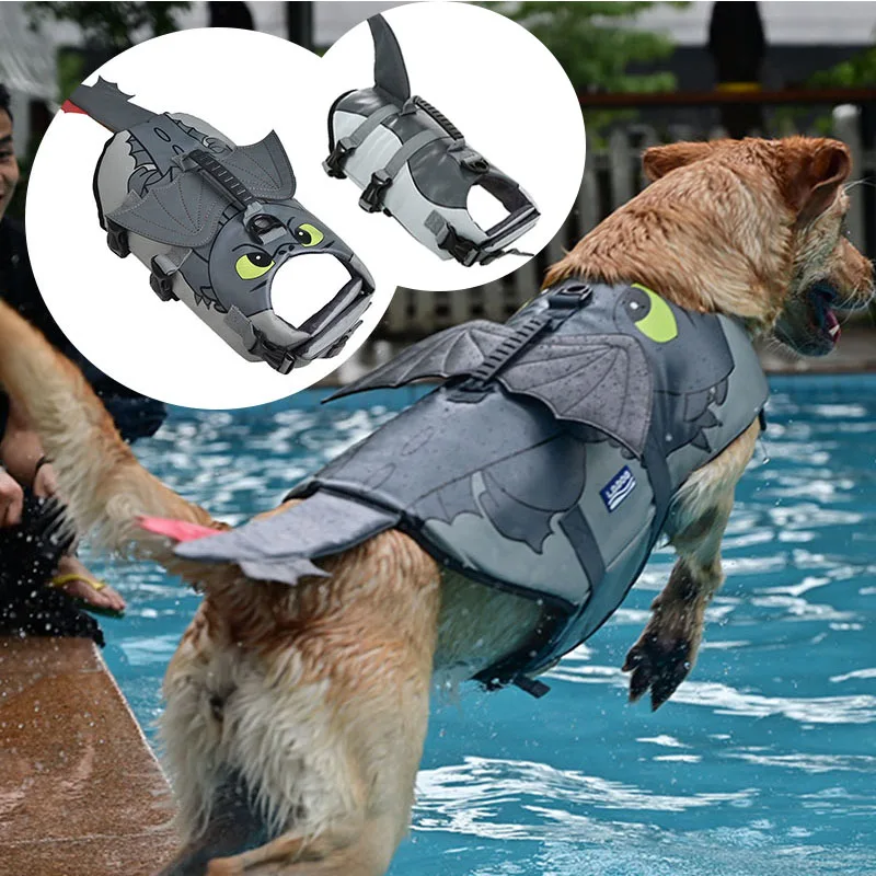 

Dog Life Jacket Ripstop Safety Vest High Buoyancy Adjustable Floatation Preserver with Rescue Handle for Small Medium Large Dogs