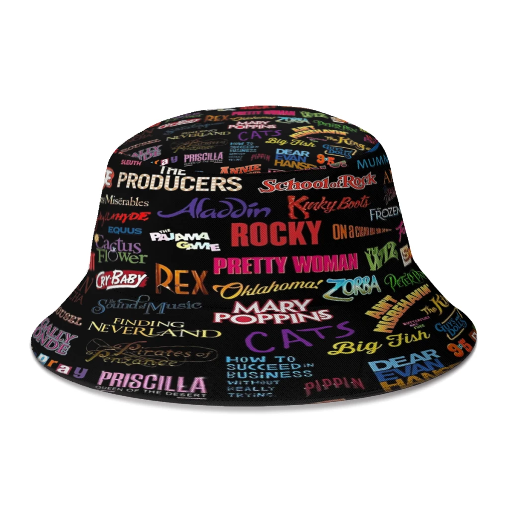

Broadway Musicals Bucket Hat For Women Men Students Foldable Bob Fishing Hats Panama Cap Autumn
