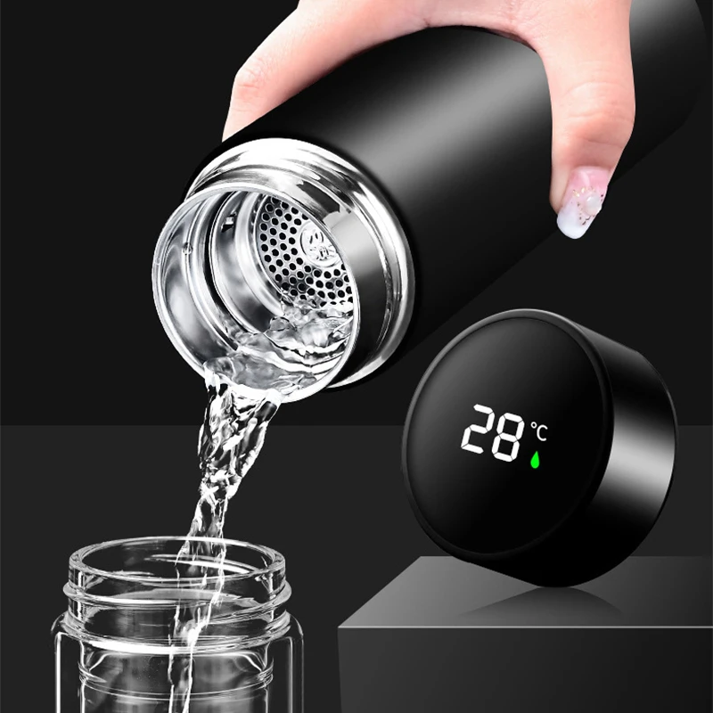 

Mass Portable Coffee Mugs In-Car Tea Water Thermos Bottle Temperature Display Vacuum Flasks Christmas Gifts Smart Insulation Cup
