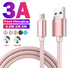 Кабель для быстрой зарядки, 2 м, Тип C и Micro USB, нейлоновый кабель для Samsung Note 10 Plus, Honor 8x8S 3A