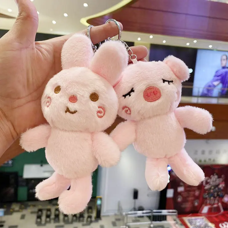 

new Rich expression pig rabbit plush keychain pink pendant cute doll Exquisite fashione decorate funny couple birthday gift