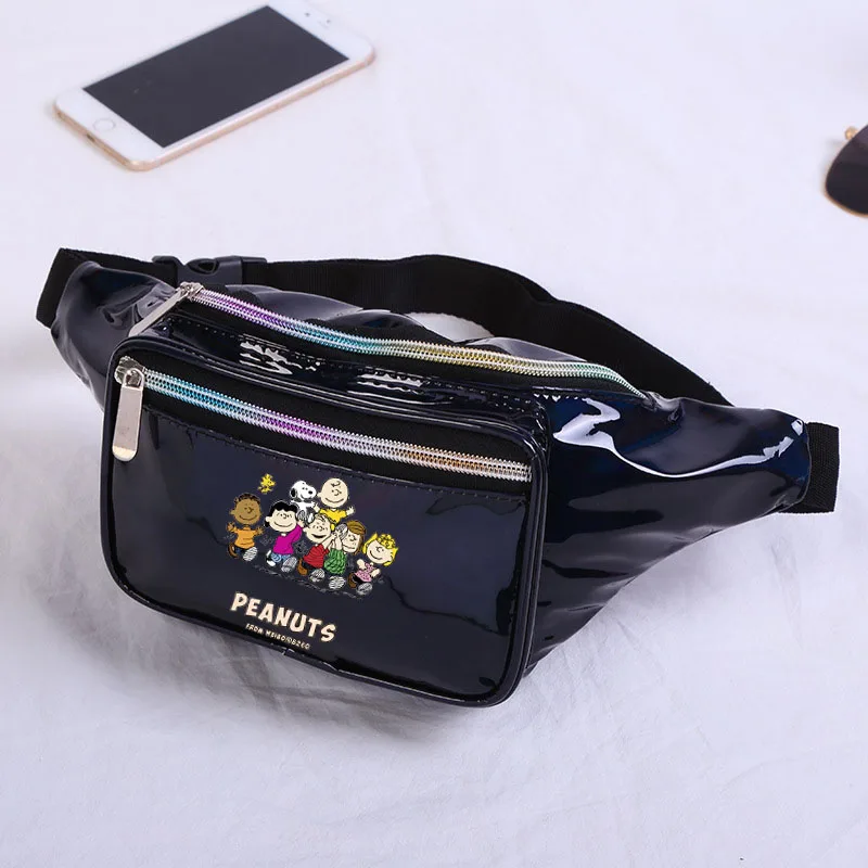 

Snoopy ли коричневый Woodstock, мультяшный светоотражающий лазерный Водонепроницаемый спортивный поясной кошелек для девочек, подарок на день рождения