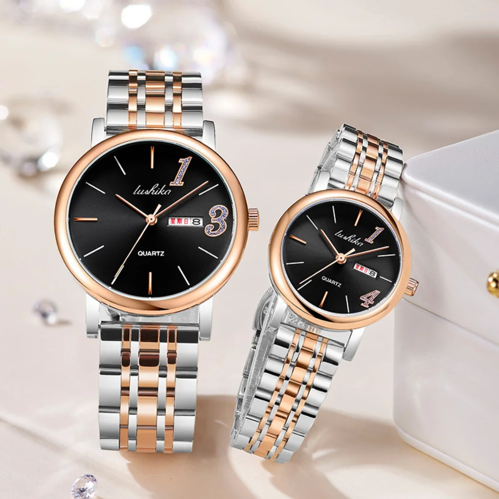 Lifetime Valentine's Day Gift Double Calendar Couple Watch