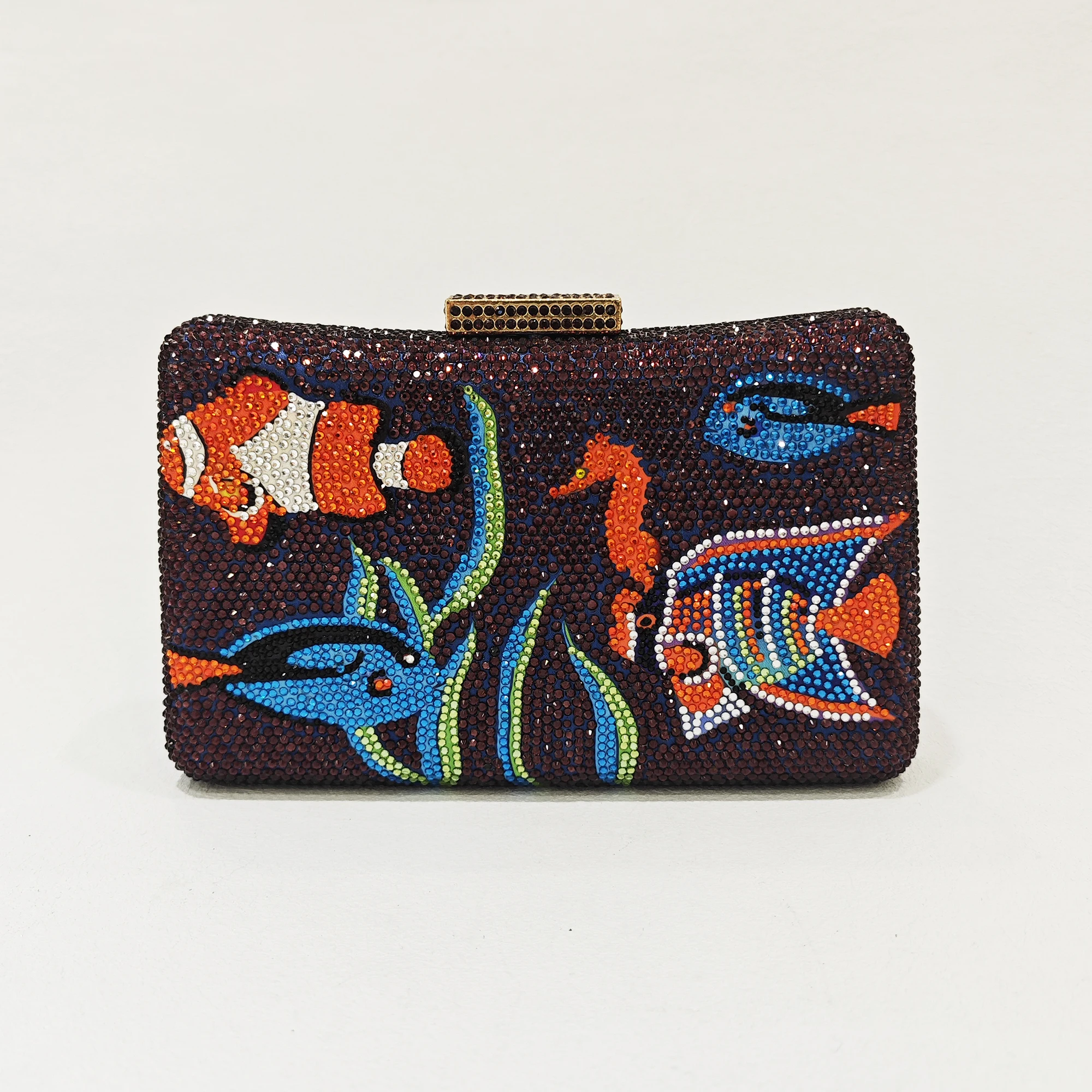 Женские вечерние клатчи с бриллиантами синие/фиолетовые Свадебные кошельки