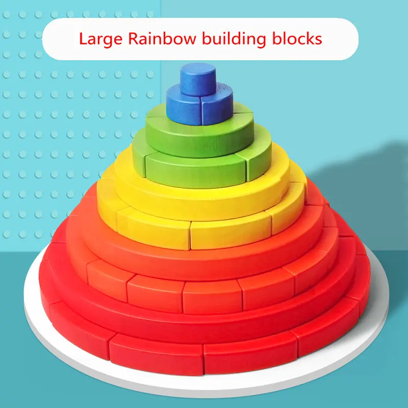 

Circular Rainbow Bisection Large Building Blocks Children Wooden Toys Kindergarten Supplies Wood Natural Montessori Baby Gift