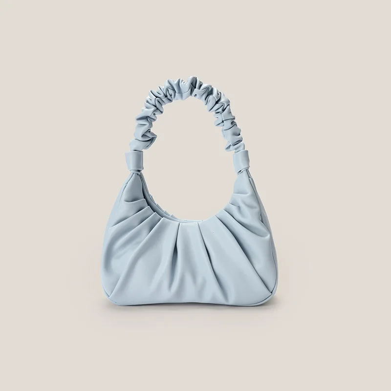 

Women Top Handle Bags 2022 PU Leather Purses and Handbags Female Shopper Summer Fashion Casual Solid Color Pleated Baguette Bags