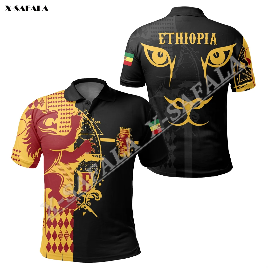 

Ethiopia King Of Lion 3D Printed Men Polo Shirt Collar Short Sleeve Street Wear Casual High-Class Material Tee Tops