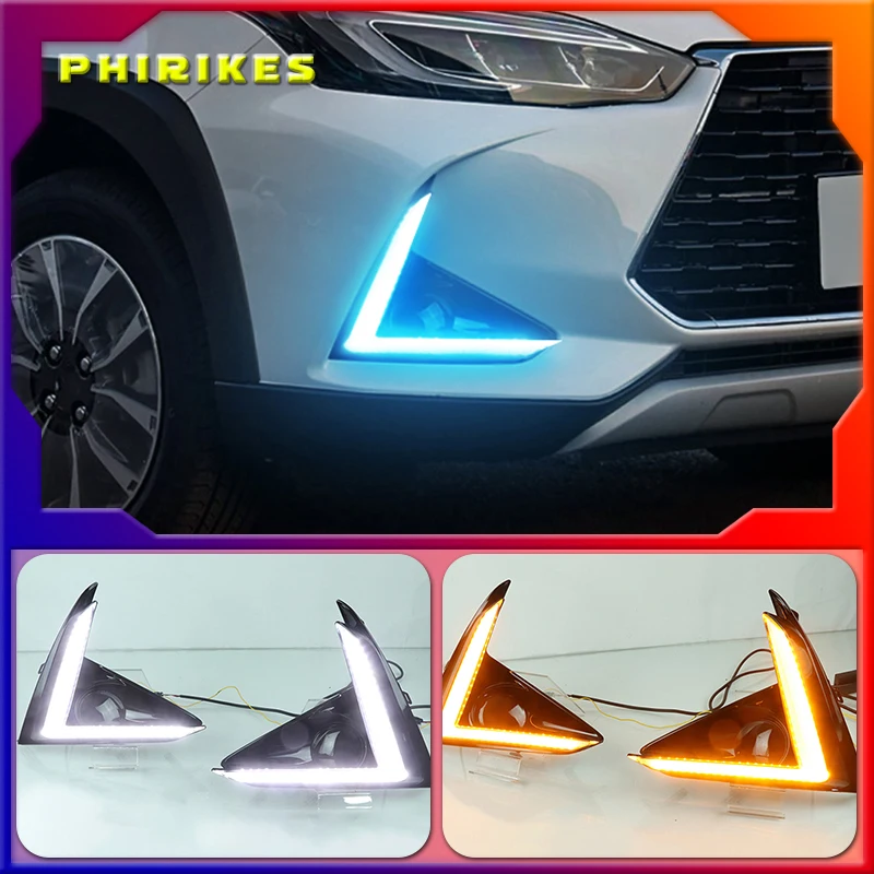 

1 пара DLR светодиодный ные Автомобильные дневные ходовые огни дневсветильник огни для вождения желтые поворотные Противотуманные фары для Toyota Yaris 2020