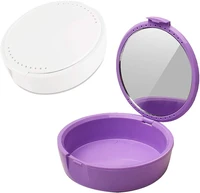 y kelin retainer case with mirror retainer container partial denture storage box purplewhite