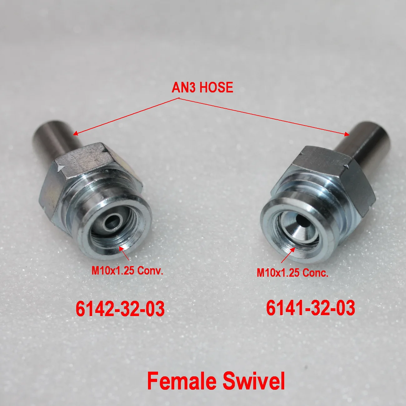 

M10x1.25 CONC. Конв. Женский Поворотный фитинг для плетеного шланга AN3