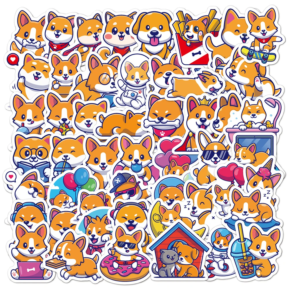 

10/30/50PCS Cute Corgi Dog Animal Graffiti Stickers Cartoon Decals Kids Toy Diary Suitcase Scrapbook Phone Laptop Bike Sticker