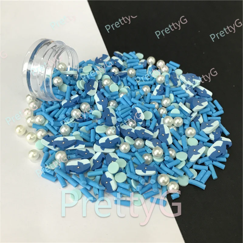 

PrettyG 100g Pack SharkShaped Slices Supplies Polymer Soft Clay DIY Decoration for Resin Fimo Nail Art Crafts Slime Cake Dessert