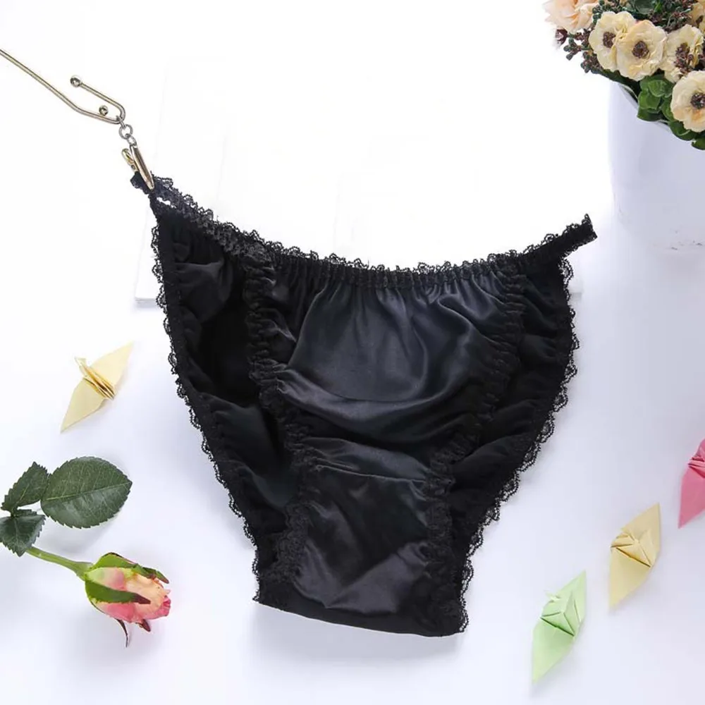 

Soft Women 100% Silk Underpants String Bikini Briefs Panties Sexy Underwear Skin-firendly Silky Lingeries Sleepwears