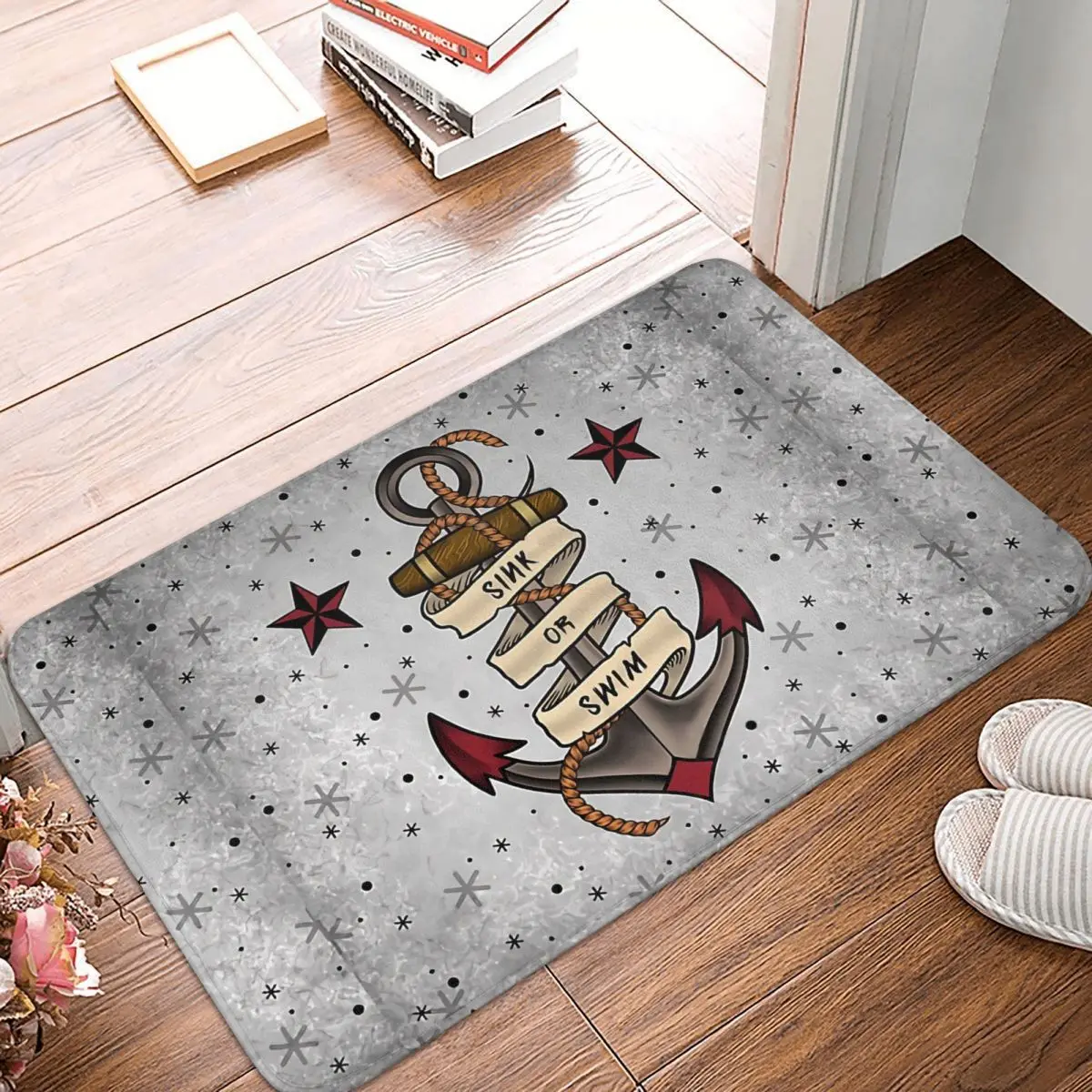 

Old School Tattoo Style Design Bath Non-Slip Carpet Tattoo Old School Style Living Room Mat Welcome Doormat Home Decoration Rug