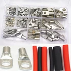 100 шт. Медь наконечник кольцо клеммы автомобильного аккумулятора обжимной разъем для проводов с двойной настенный клеящийся на подкладке красные, черные терм усадочная комплект трубок