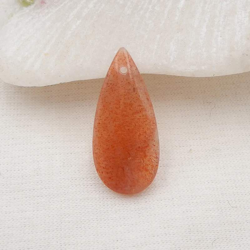 

Semiprecious Natural Gemstone Sun Stone Front Drilled Pendant Bead Trendy DIY Jewelry Necklace Accessory 27x12x5mm,2g