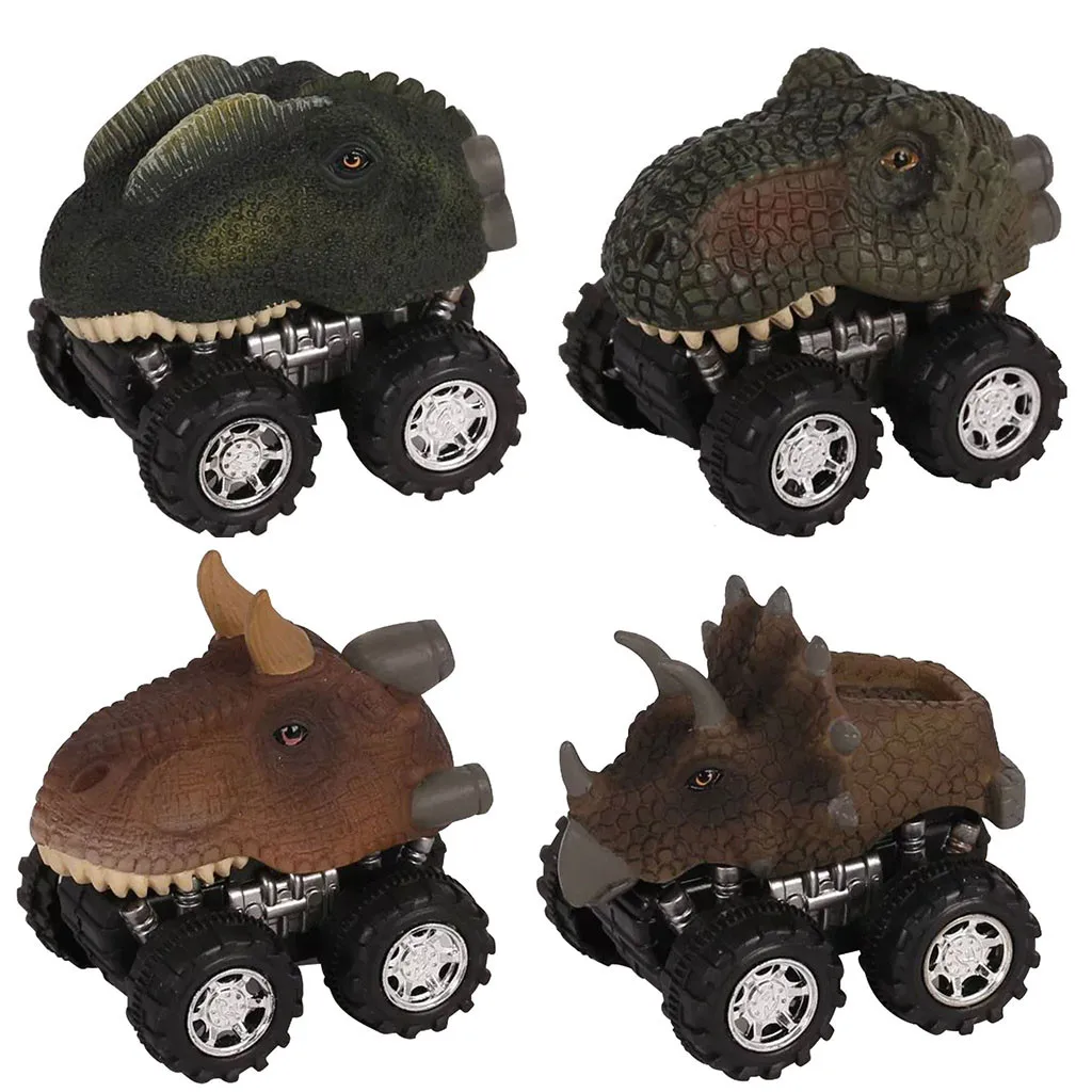 

4PCS Mini Car Pull Toy Model Animal Dinosaur Children's Back Day Simulation Gift Education