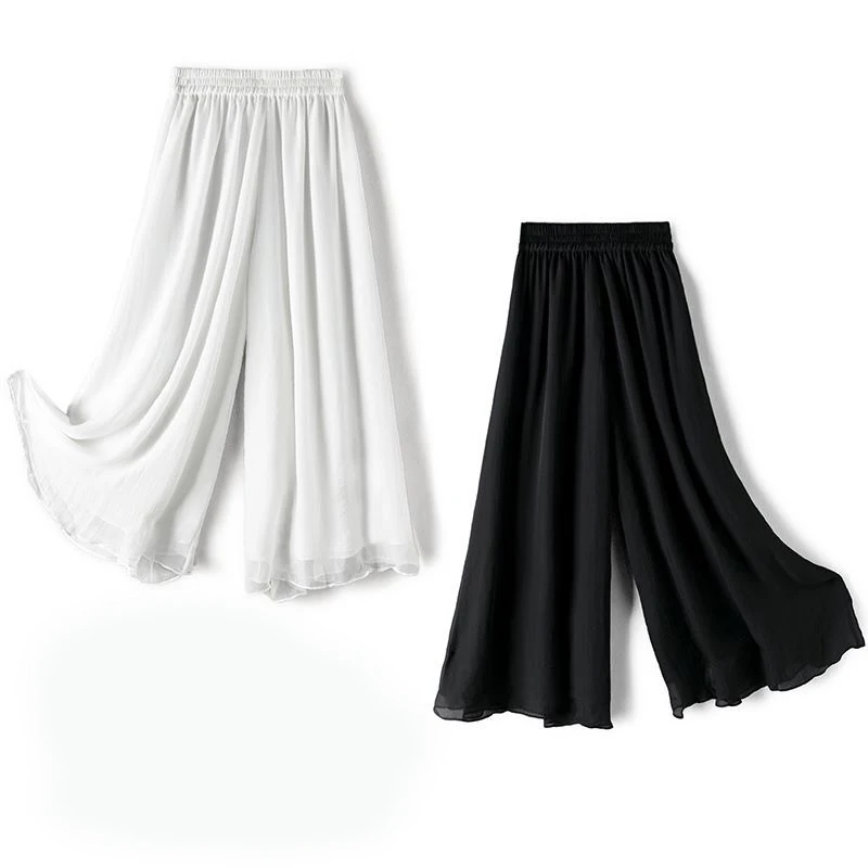 Spring Summer Ladies Ice Silk Wide Leg Trousers Girl Solid Color High Waist Slim Loose Comfy Straight Casual Pants