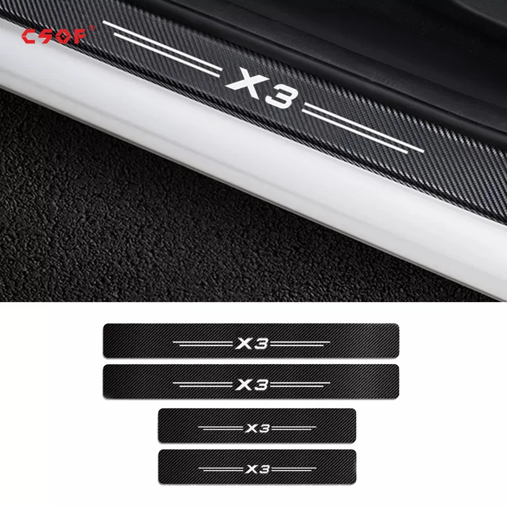

4PCS Car Door Sill Stickers For BMW X3 E83 F25 G01 Auto Anti-Scratch Protector Guards Carbon Decals Car Tuning Accessories