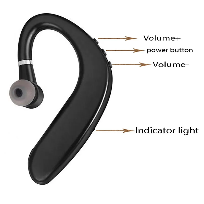 Беспроводные Bluetooth-наушники с одним ушным крючком S109