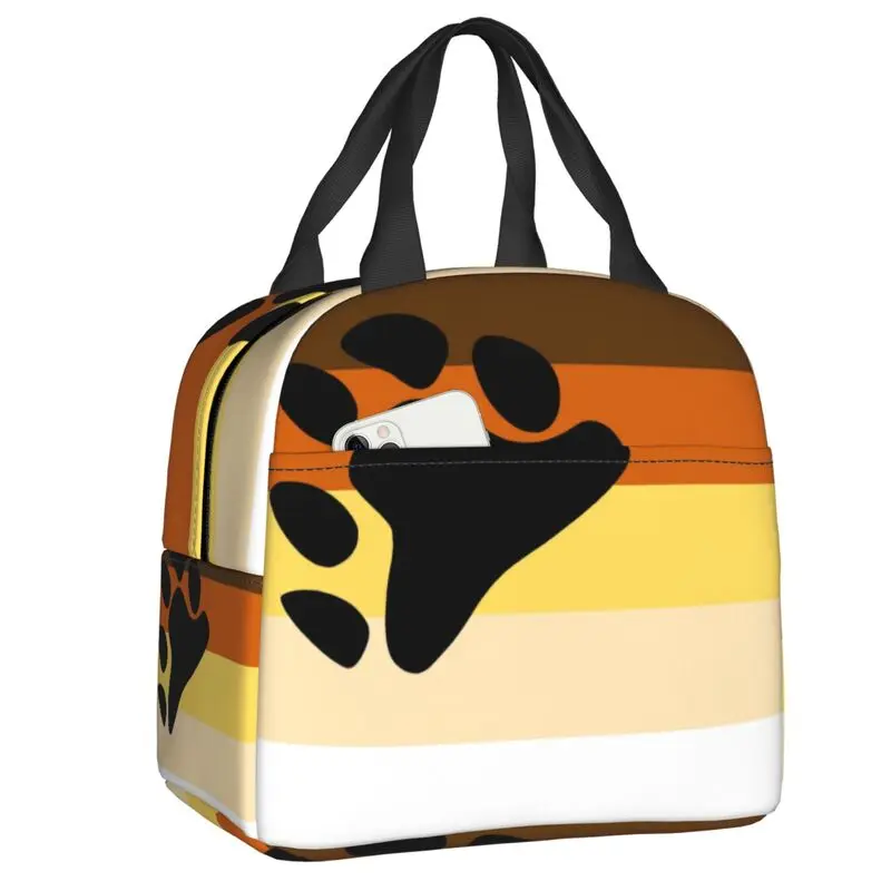 

Bear Pride Flag Insulated Lunch Bags for Work School GLBT LGBT Gay Paw Waterproof Thermal Cooler Lunch Box Women Children