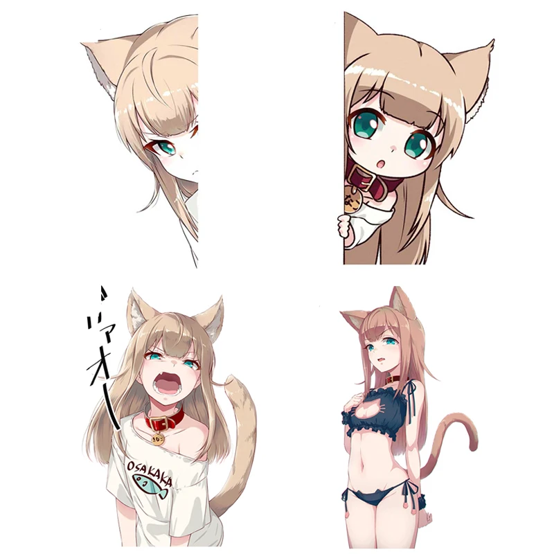 Автомобильная наклейка Fox Girl на стену в стиле аниме с изображением девушки из