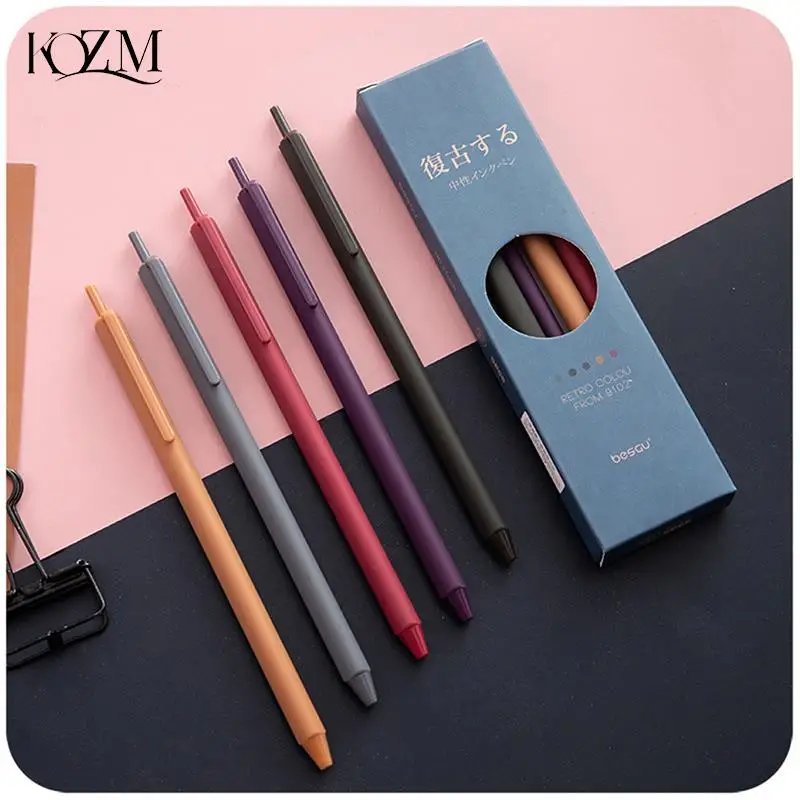 

0.5mm Retro Dark Color Gel Pen Set Creative Triangular Body Ballpoint Gel Pen