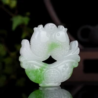 natural green white jade carp pendant necklace double sided hollow carved gemstone fashion charm jewelry amulet gifts for women