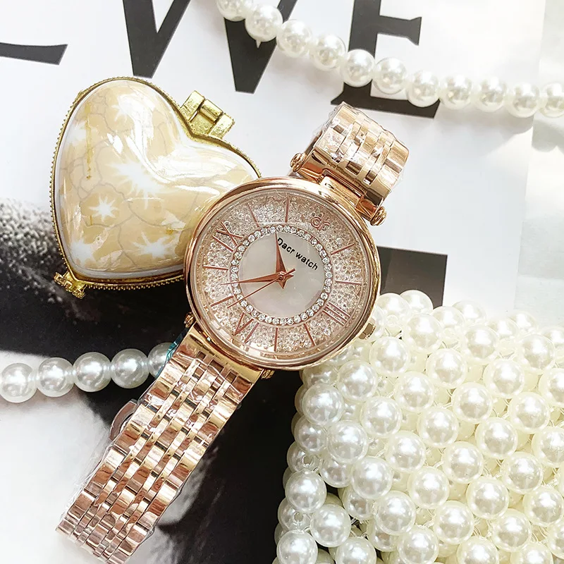 High Quality Stars Crystal Diamonds Female Clock Top Brand Luxury Fashion Waterproof Lady Watch Women Rose Gold Watches enlarge