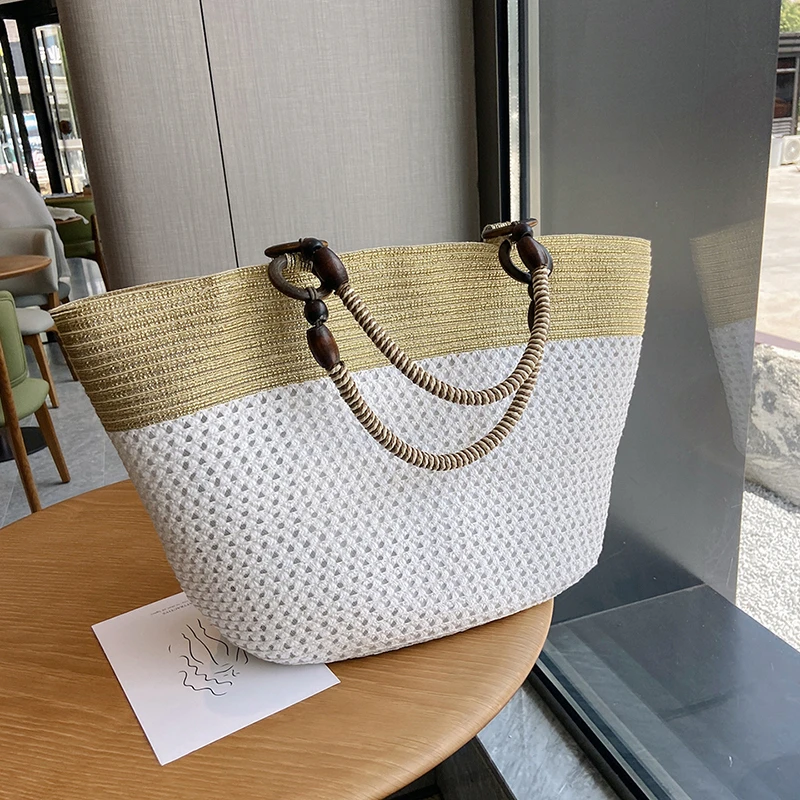 

Extra Large Straw Beach Bag Designer Shoulder Bag Boho Retro Rattan Woven Handbag Summer Travel Handmade Bag Tote Basket Bolsos