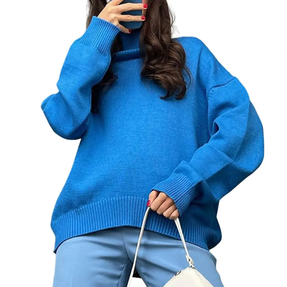 

Winter Women Sweater Thickened Stretchy Knitwear Jumper Simple Pure Color Basic Jumper Female Clothing
