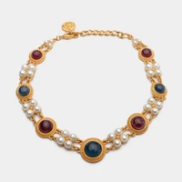 jbjdfashion classic 24k gold electroplate vintage glasses pearl necklace